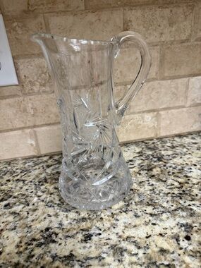 Cut Crystal Glass Pitcher - Clear Cut Glass